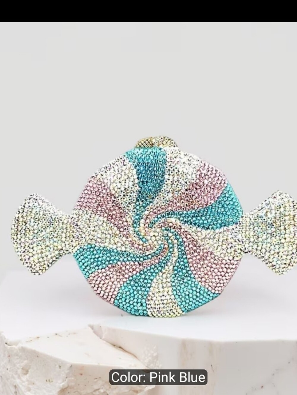 Crystal Candy Swirl Clutch/crossbody- Pink & Blue
